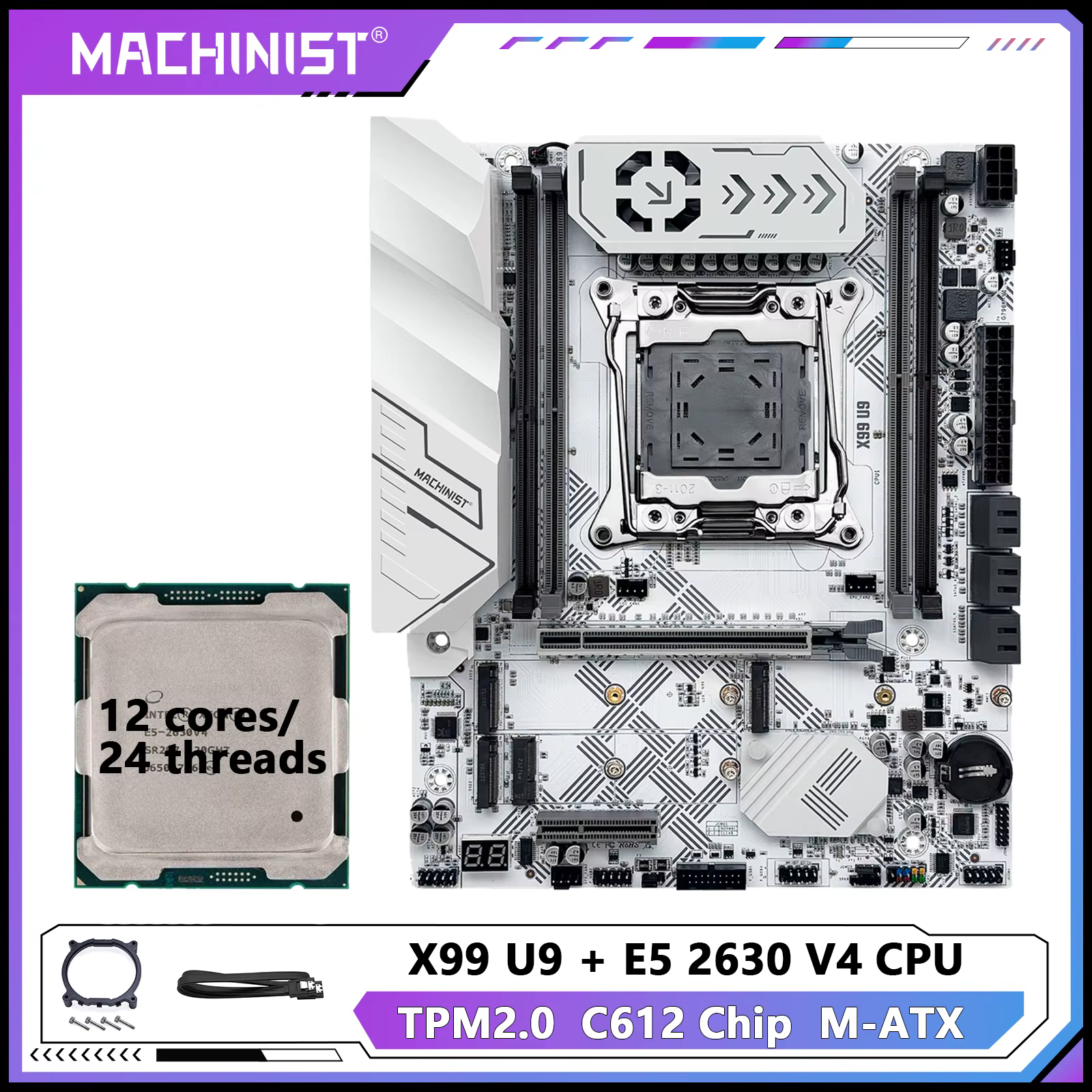 Nouveau X99 U9 MACHINIST X99 Kit de carte mère en option LGA2011-3 Xeon E5 2630 V4 CPU prise en char