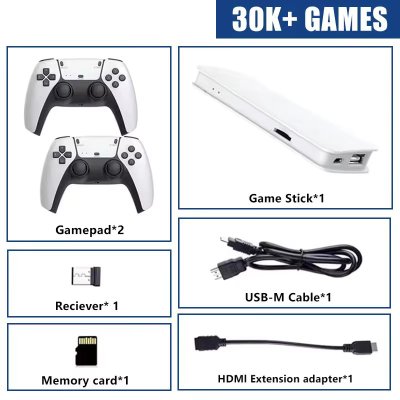 Console de jeu portable M15 Game Stick Mini TV, jeux classiques rétro 4K, manettes sans fil, sortie