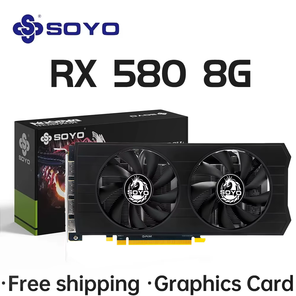 Cartes graphiques SOYO RX580 8G, mémoire AMD Radeon GDDR5, carte de jeu vidéo RX 580 pour composants