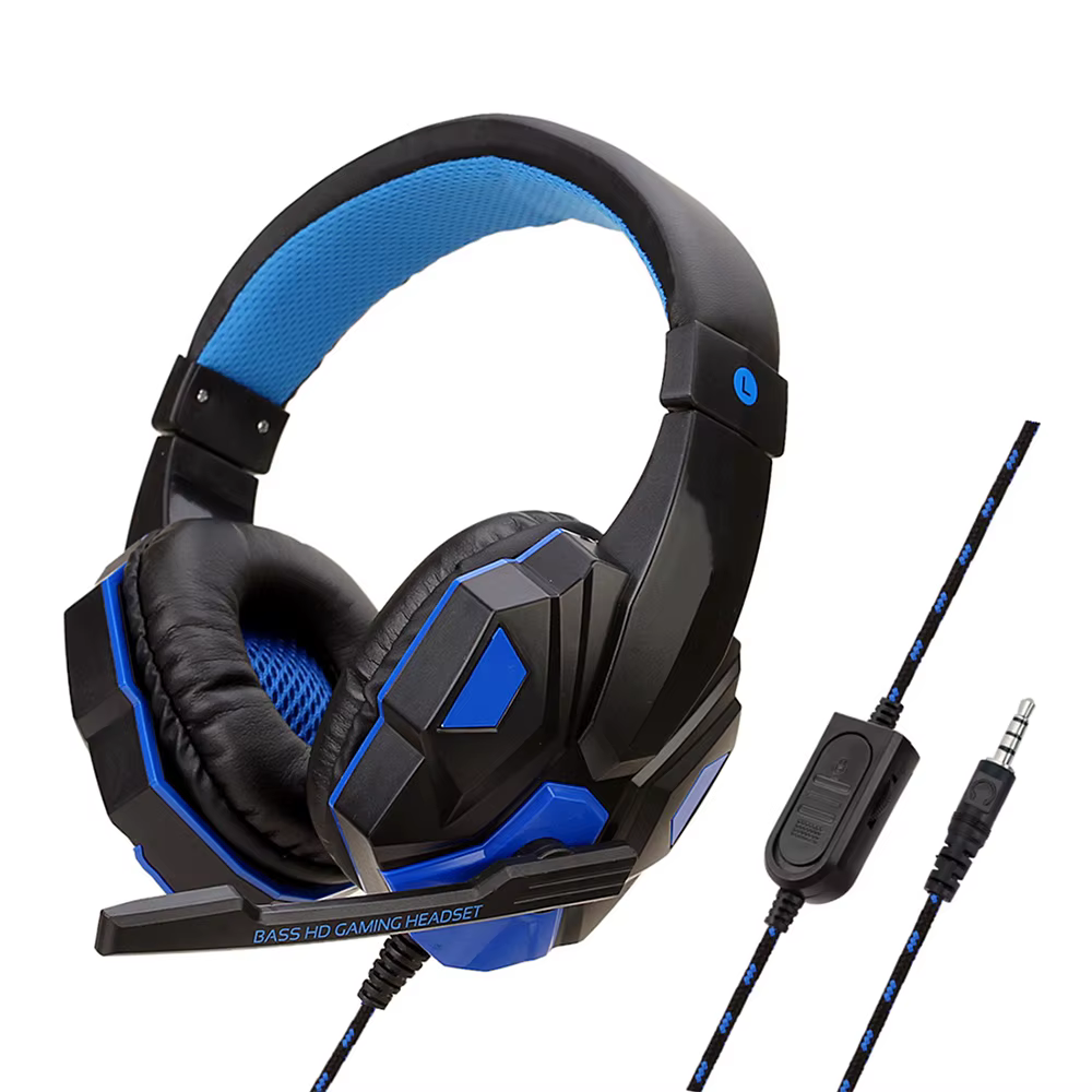 Casque de jeu filaire avec microphone, casque de jeu stéréo basse PC, écouteurs pour téléphone porta