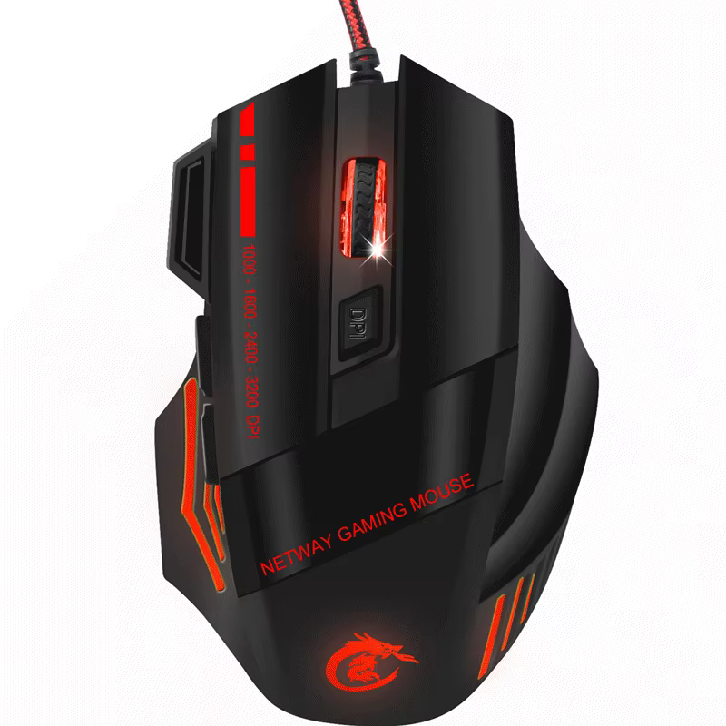 Souris optique de jeu professionnelle, filaire et ergonomique, rétroéclairée, 7 touches, 5500 Dpi, m