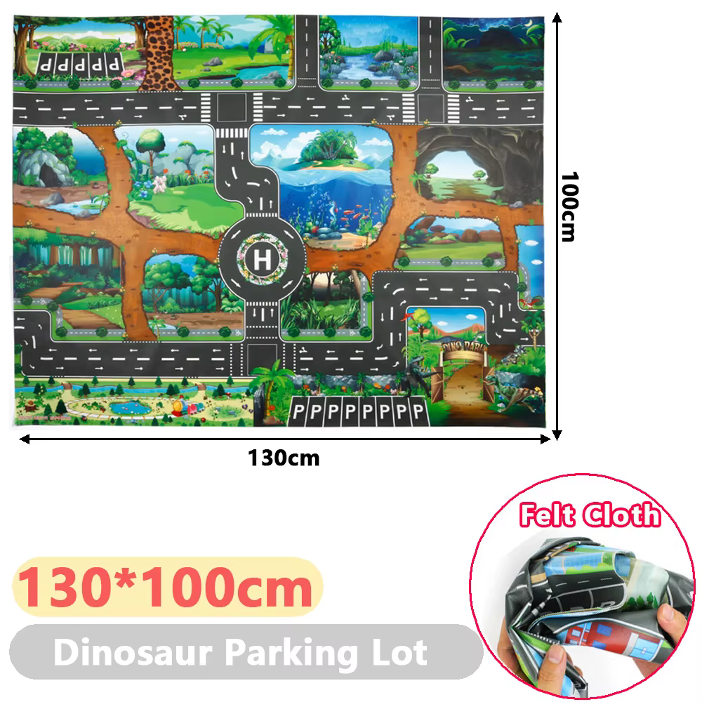 130*100CM tapis de jeu pour bébé tapis de carte de route de circulation de ville et panneau de voitu