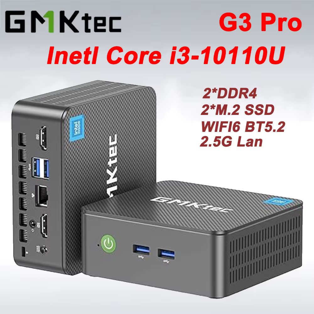 Mini PC GMKtec G3 Pro Intel Core i3-10110U, 2*DDR4, 2*M.2 SSD, Win11, WIFI6, BT5.2, 2.5G Lan, ordina