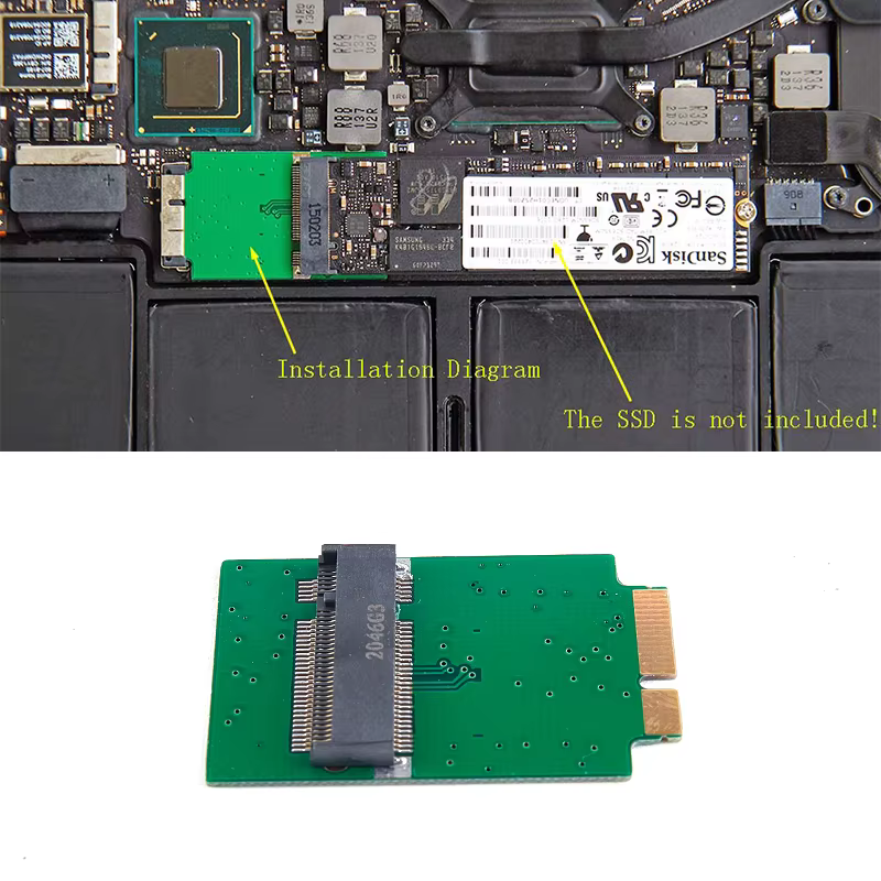 Carte adaptateur M.2 NGFF SSD 12 + 6 broches pour MacBook Air 2010 2011 A1370 A136