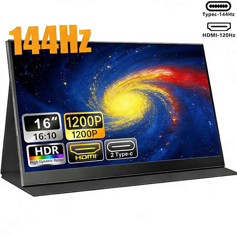 Moniteur portable 16 pouces 16:10 144Hz RGB100% 8 bits avec support VESA pour ordinateur portable, é