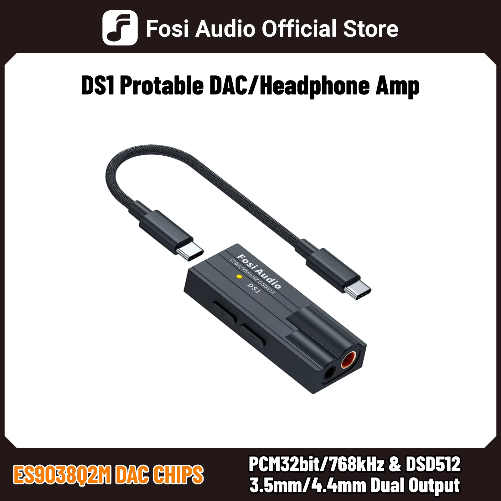 Fosi Audio DS1 DSD512 HiFi USB DAC Dongle amplificateur de casque Mini décodeur Audio prise en charg