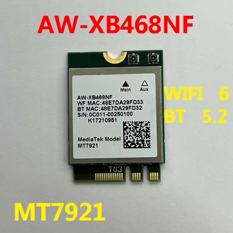 MT7921 AW-XB468NF pour ASUS FA506QM FX506 FX507R FA507 WLAN WIFI Module sans fil Bluetooth
