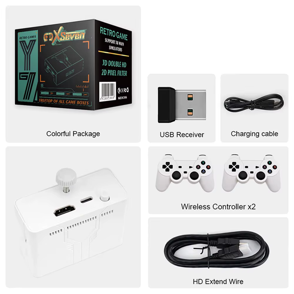 Coopreme X7 Y7 Boîtier de jeu TV Super amélioré, sortie HD, manettes doubles, console de jeu de comb