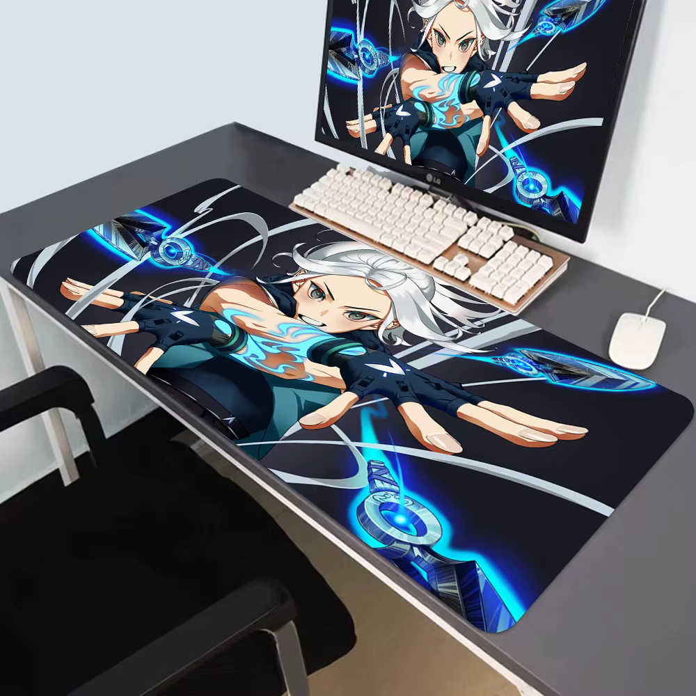 Tapis de souris en caoutchouc antidérapant, jeu Valorant Jett, accessoires de jeu média, clavier de 