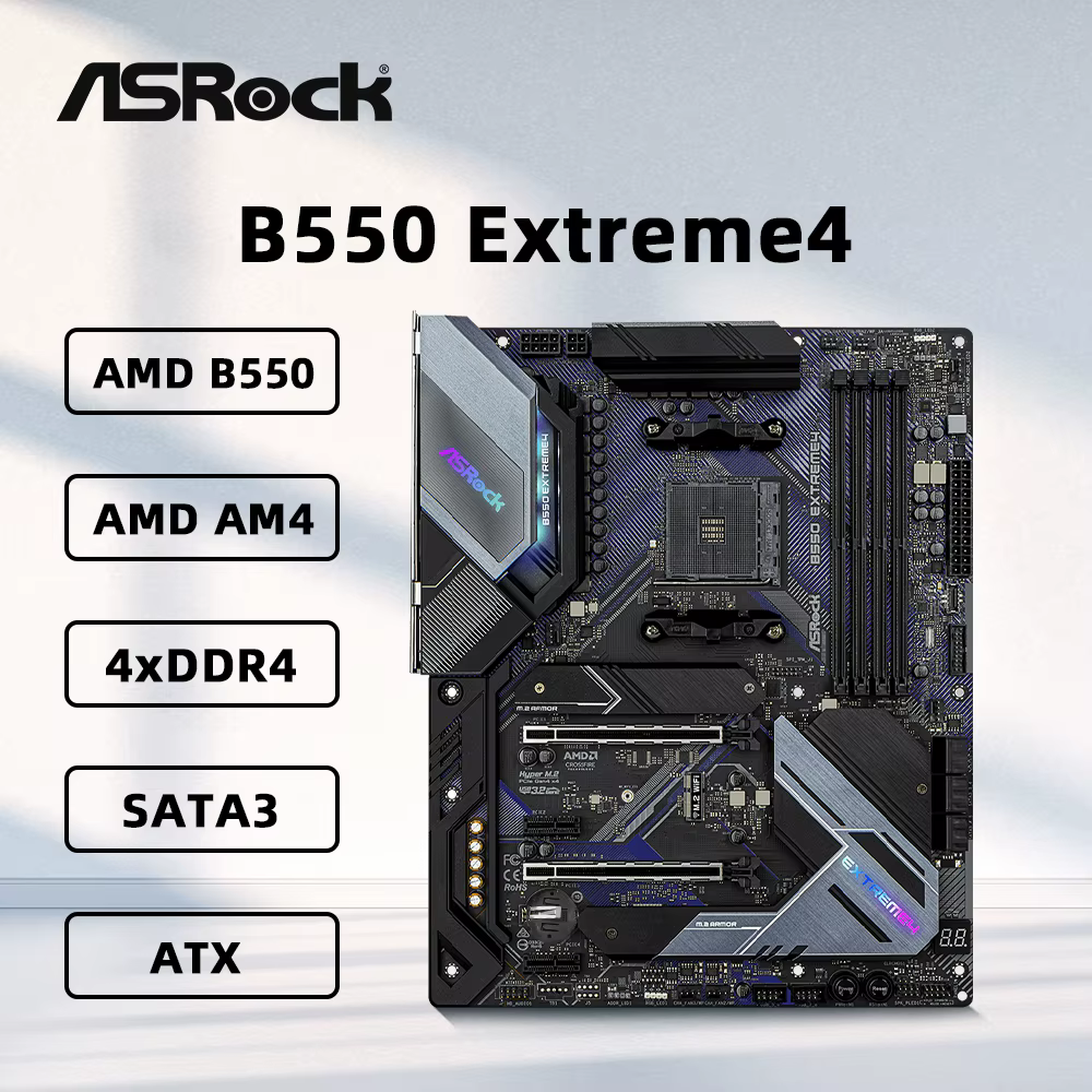 Carte mère ASRock B550 EXTREME4 compatible AMD AM4 B550 4xDDR4 M.2 PCIe 3.0 Ryzen 7 5800X3D 5700X3D