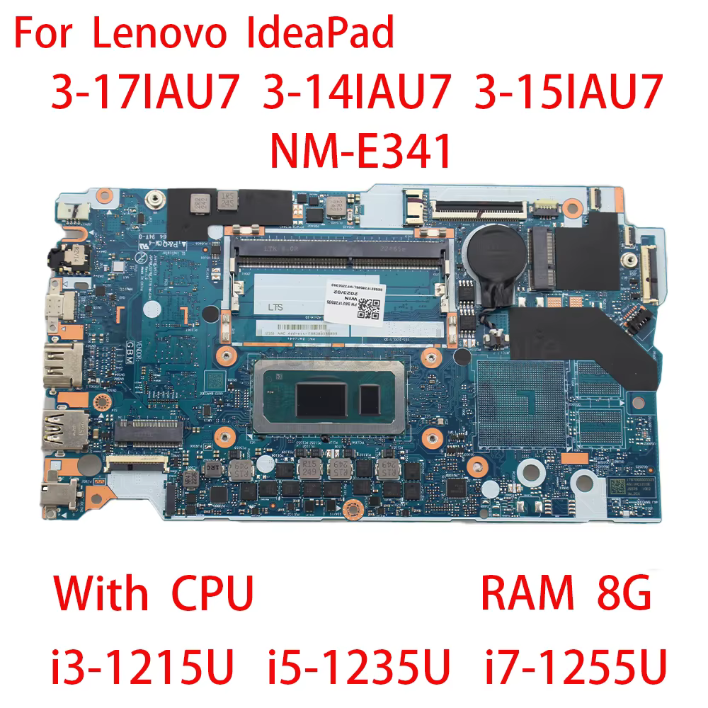 Carte mère pour ordinateur portable Lenovo Ideapad 3-17IAU7 3-14IAU7 3-15IAU7 NM-E341 avec CPU i3-12