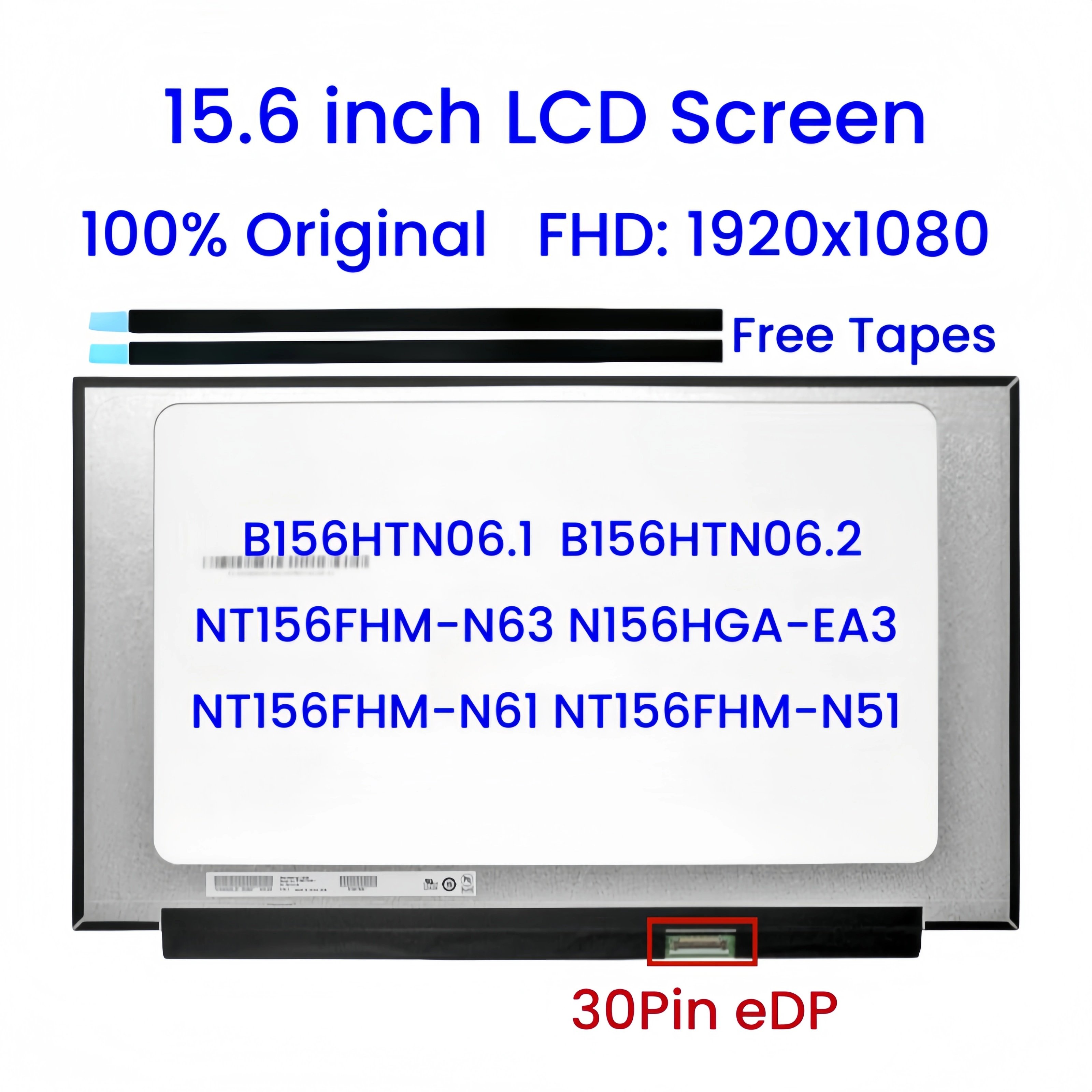 Écran LCD pour ordinateur portable 15,6 pouces B156HTN06.1 NT156FHM-N61 N156HGA-EA3 NT156FHM-N51 FHD