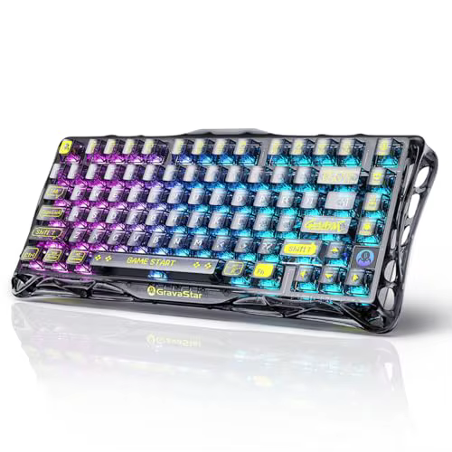 Clavier de jeu GravaStar Mercury K1 Lite 75%, clavier sans fil tri-mode 2,4 GHz/BT/filaire