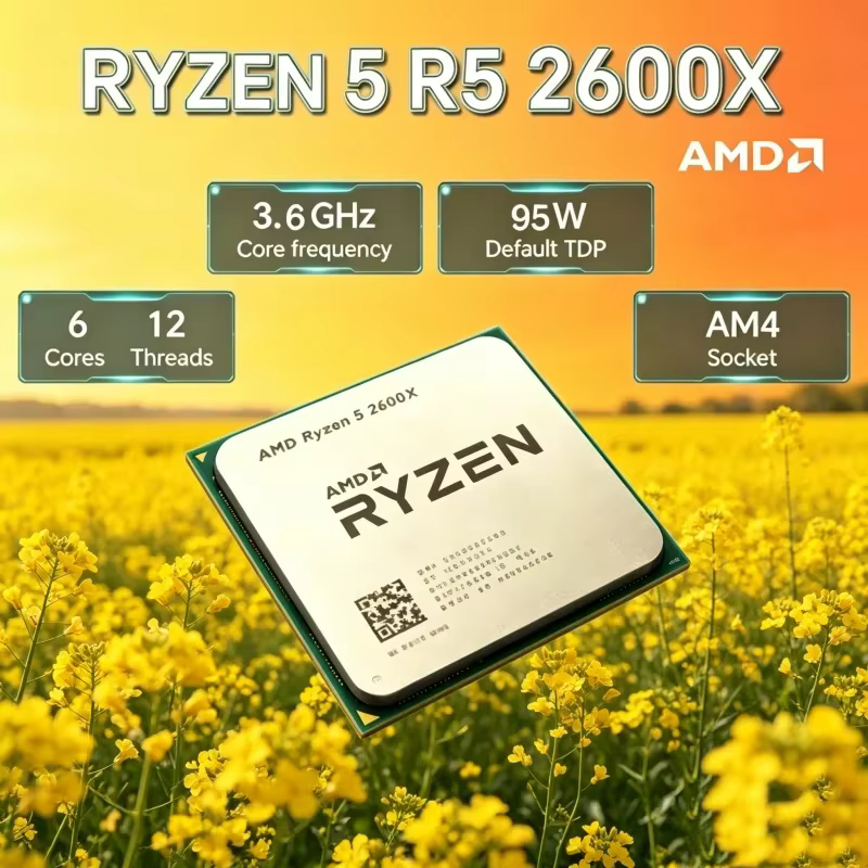 Processeur de bureau gaming AMD Luculent Ryzen 5 R5 2600X 6 cœurs 12 threads 3,6 GHz 95 W LGA AM4 sa