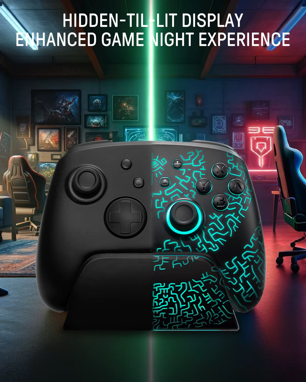 FUNLAB contrôleur Pro sans fil avec contrôleur de station de charge pour Nintendo Switch 2/1 Compati