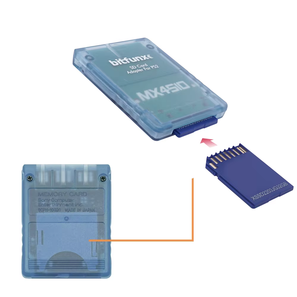 BitFunx MX4SIO SIO2SD adaptateur de carte TF/SD programme carte de jeu pour Consoles de jeux PS2 Con