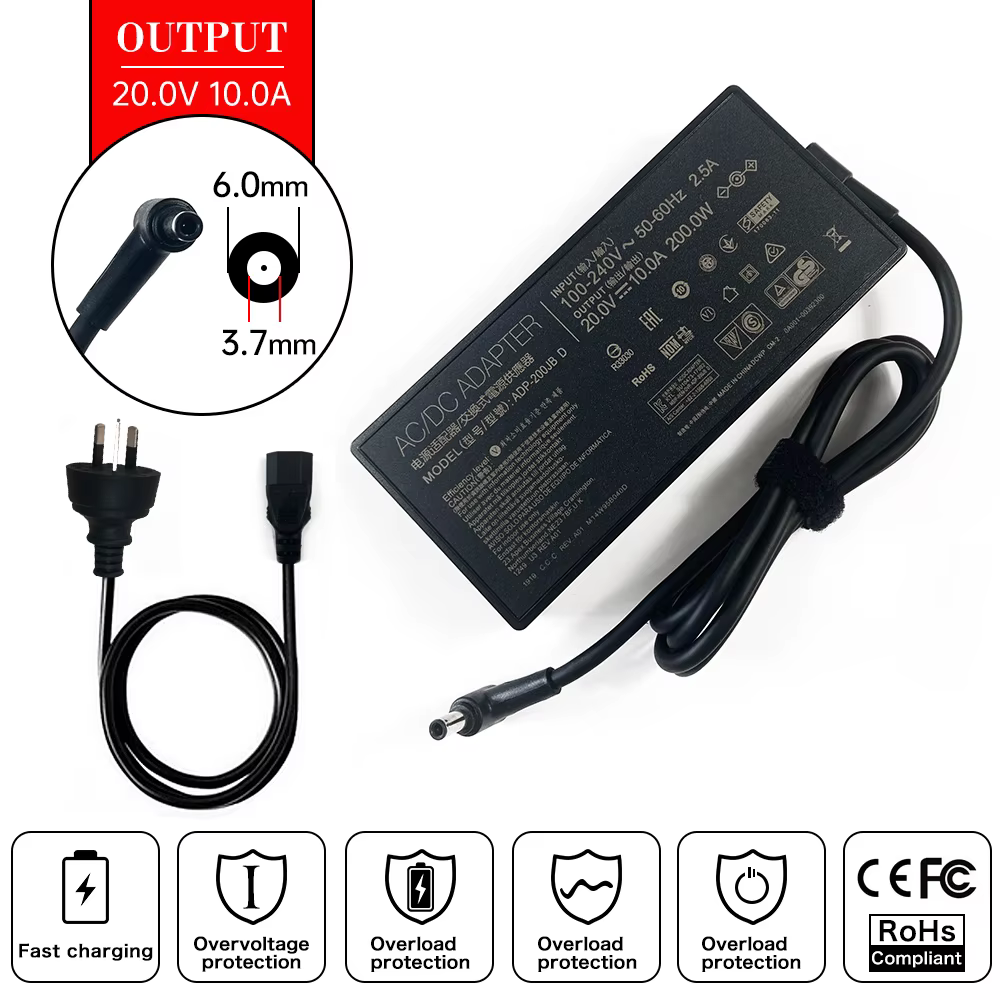 Chargeur adaptateur secteur pour ordinateur portable ASUS TUF Gaming, 20V, 10A, 200W, A17, FA707Anyw