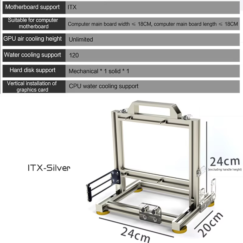 Armoire de joueur MOD, boîtier PC ITX MATX ATX, support à cadre ouvert, refroidisseur d'eau, châssis