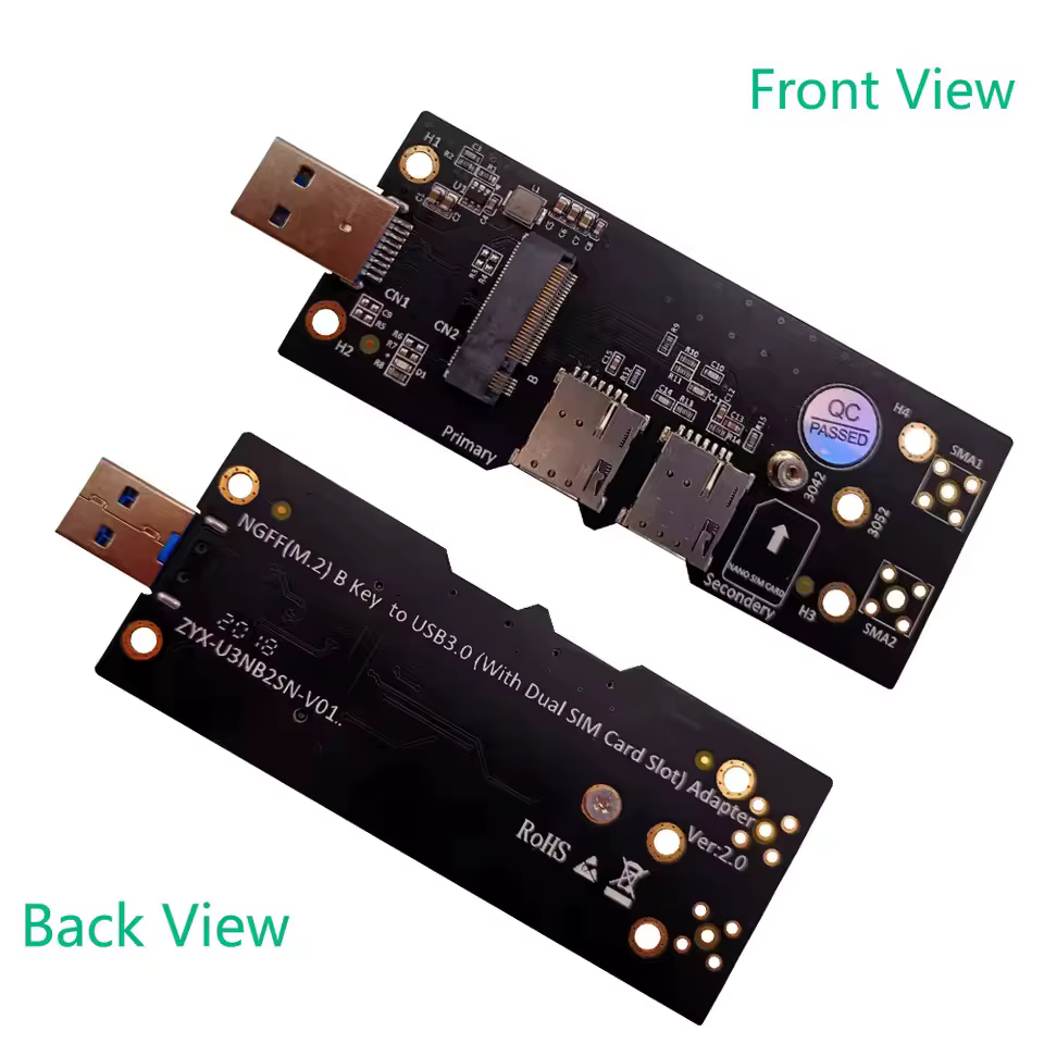 1 adaptateur carte X Dual M.2 NANO SIM, convertisseur M2 vers USB 3.0 pour accessoires LTE WLAN 3/4/