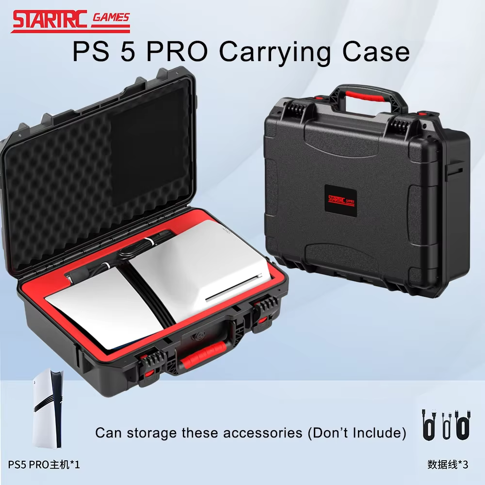 Mallette de transport PS5 PRO, coque rigide, boîte étanche, mallette de rangement portable, grande c