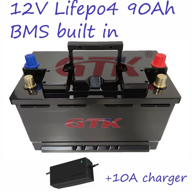 Batterie de camping en plein air Portable 12V 90AhLifepo4 avec étui BMS USB lumière LED application