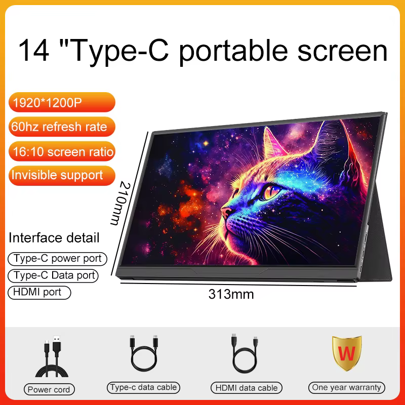 LANLIPU – moniteur Portable 14/16 pouces, écran de jeu ultra-fin 1920x1200, avec Type C Mini HDMI, p