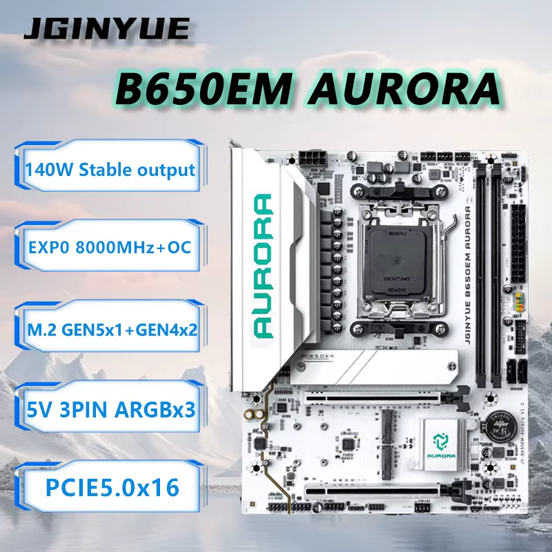 JGINYUE B650M AURORA nouvelle carte mère M-ATX pour AMD ® Ryzen 7/8/9000 série ordinateur de burea