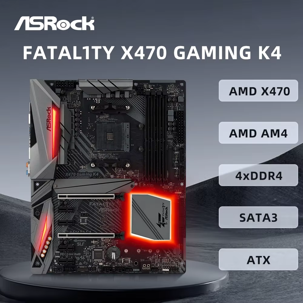 ASROCK X470 GAMING K4 carte mère AMD AM4 Support 5800X3D 5700x3D 5700X 5600G 4600G CPU AMD X470 4xDD