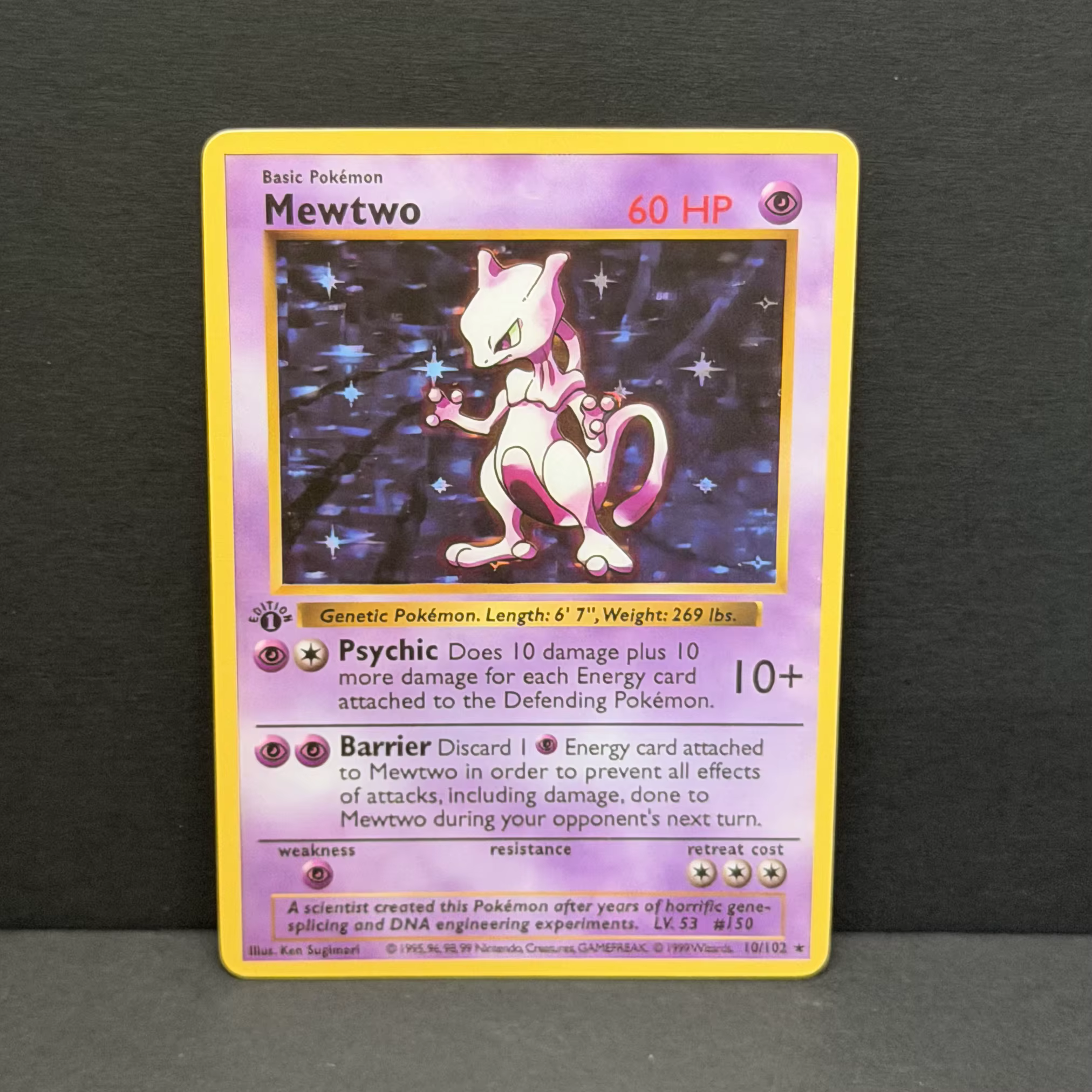 Carte Proxy de Jeu PTCG DIY 1999 POKEMON MEWTWO Non-HOLO GEM MT 1ère Édition Base Set GAME GREY HAT 