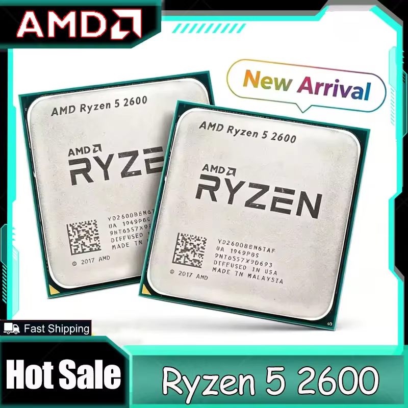 Processeur de bureau AMD Ryzen 5 2600 3,4 GHz 6 cœurs 12 threads multi-tâches pour jeux, socket AM4