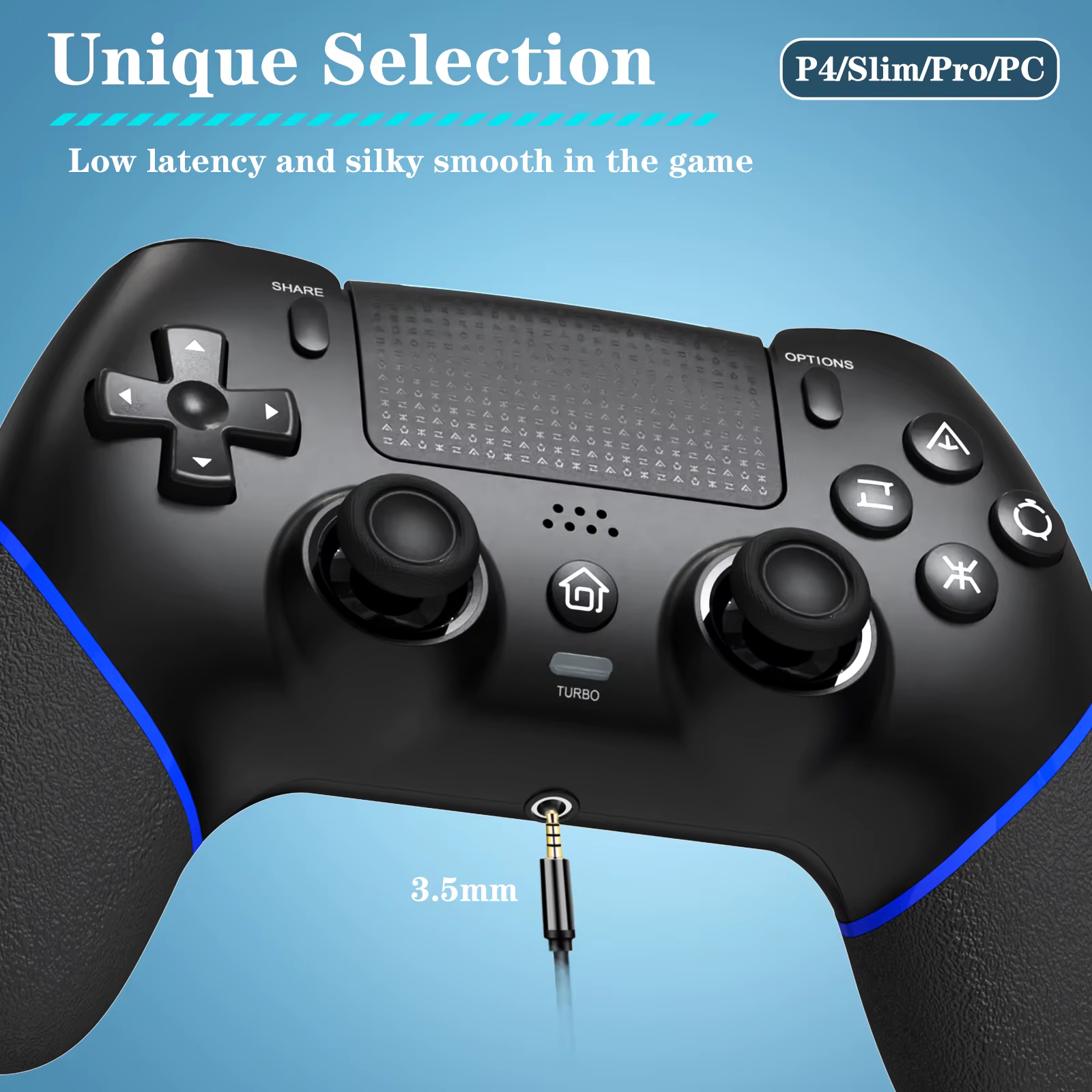 Pour PS4 manette de jeu sans fil contrôleur effet Hall Joystick fonction Turbo pour PS4 mince Pro Bl
