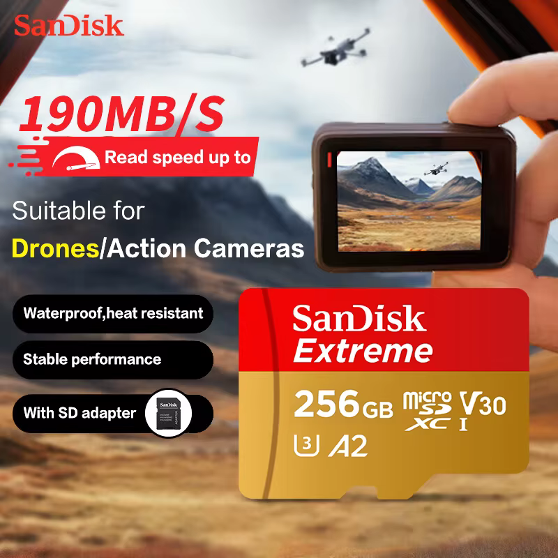 Carte mémoire SanDisk Extreme microSDXC UHS-I V30 A2 32 go 64 go 128 go 256 go 512 go 1 to carte Mic