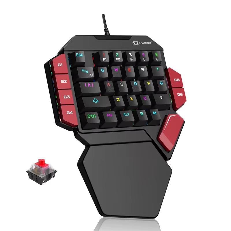 MageGee Mini clavier de jeu mécanique à une main – 35 touches, échangeable à chaud, rétroéclairé, fi