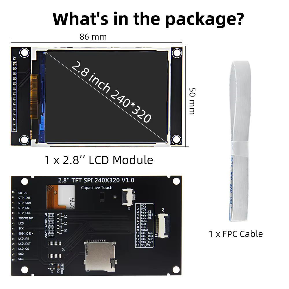 Écran LCD TFT SPI 3,5 pouces, écran tactile capacitif IPS couleur, module d'affichage ST7796 320*480