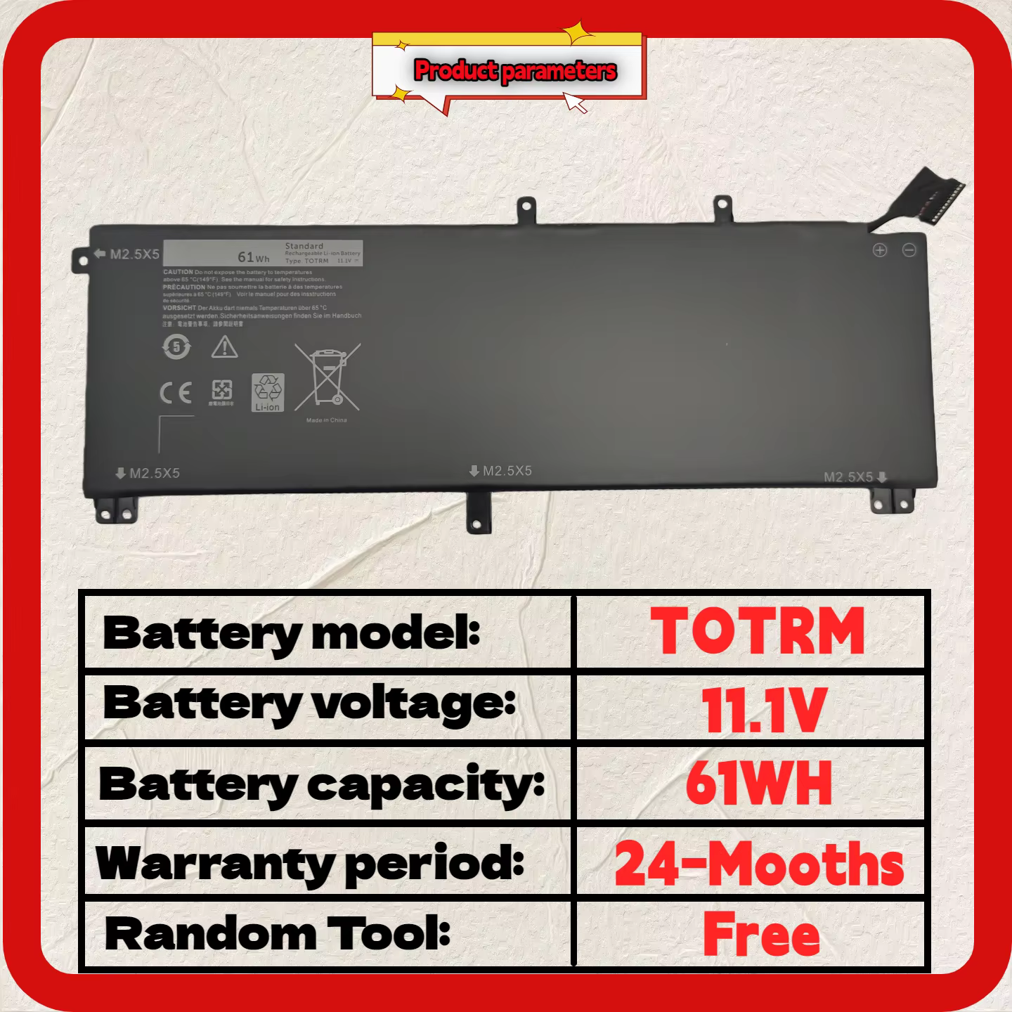 Vente en gros et au détail ❗ ❗ ❗   Batterie d'ordinateur portable TOTRM T0TRM pour Dell XPS 15 9530 