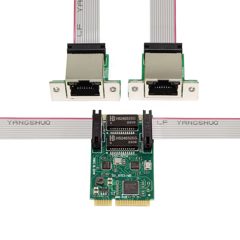 Cartes réseau Mini PCI-E vers 2 ports, 1000Mbps Gigabit Ethernet 10/100/1000M RJ45 LAN, adaptateur p