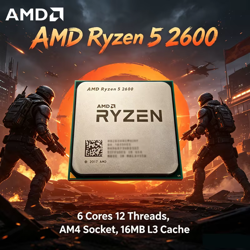Processeur de bureau AMD Ryzen 5 2600 pour jeux, 6 cœurs, 12 threads, 3,4 GHz, 16 Mo de cache L3, ha