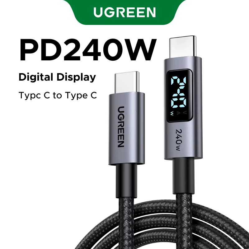 UGREEN USB-C câble 240W écran d'affichage numérique PD3.1 Type-C cordon pour ordinateur portable Mac