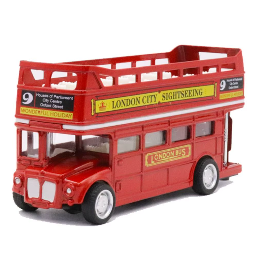 Modèle de voiture de Bus à deux étages, Simulation de Bus de voyage européen britannique en alliage,