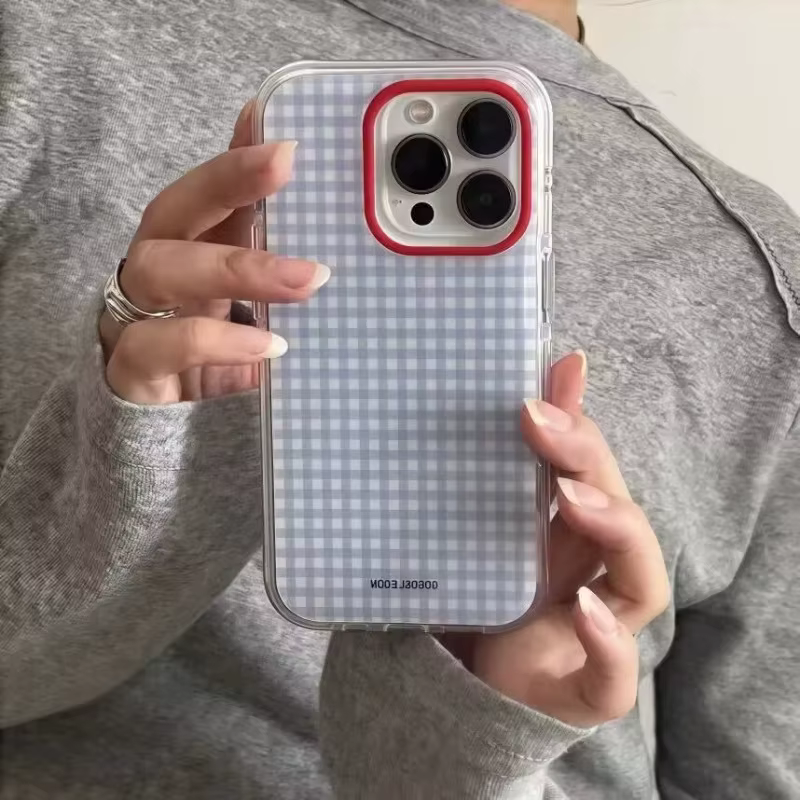 Coque de téléphone à motif de grille à carreaux bleu, étui souple à la mode pour iPhone 17 Pro 16 15