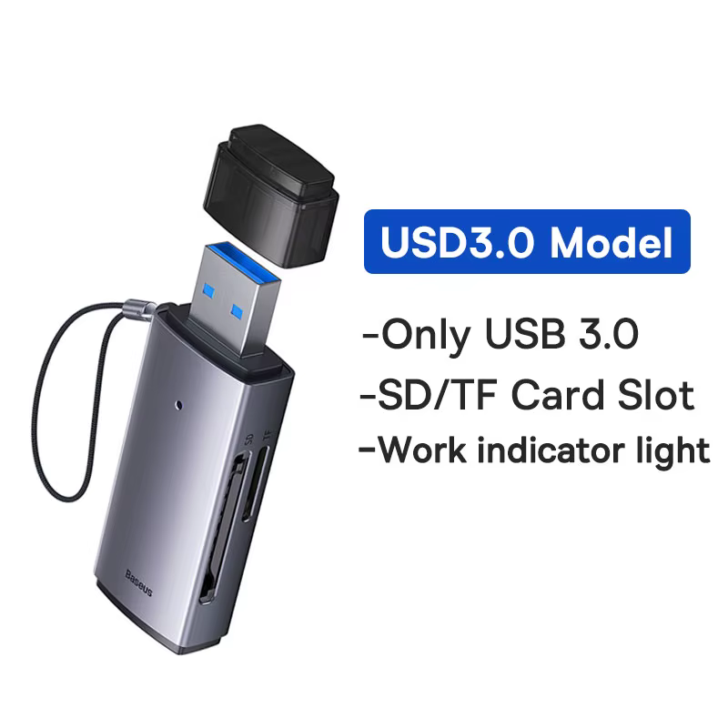 Lecteur de carte Baseus USB C & USB3.0 vers SD Micro SD TF dispositif de carte mémoire 104 mo/s 2 to