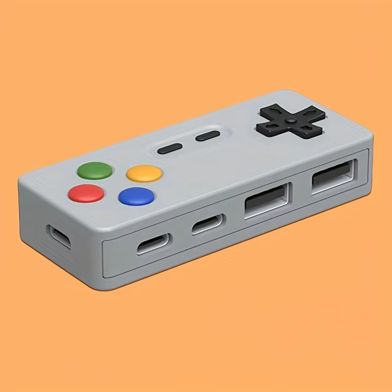 1 extension USB 4 en 1 HUB créatif portable avec 2 ports de type C et 2 ports USB, pour souris, clav