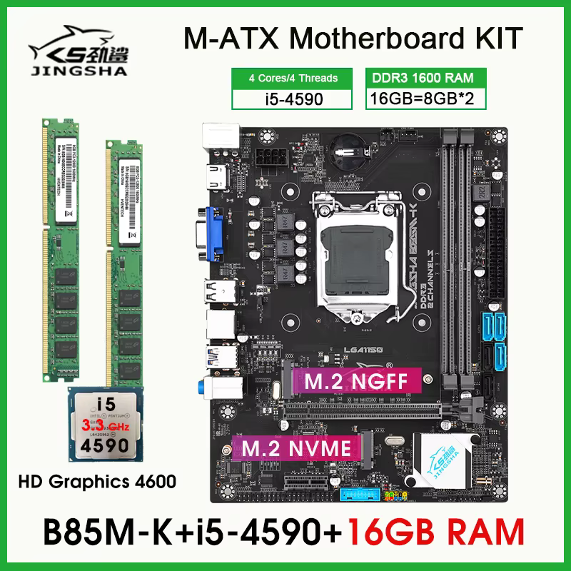 Kit processeur et mémoire pour carte mère B85, Core I5 4590 + 16 Go de RAM, Placa Mae LGA 1150 DDR3,
