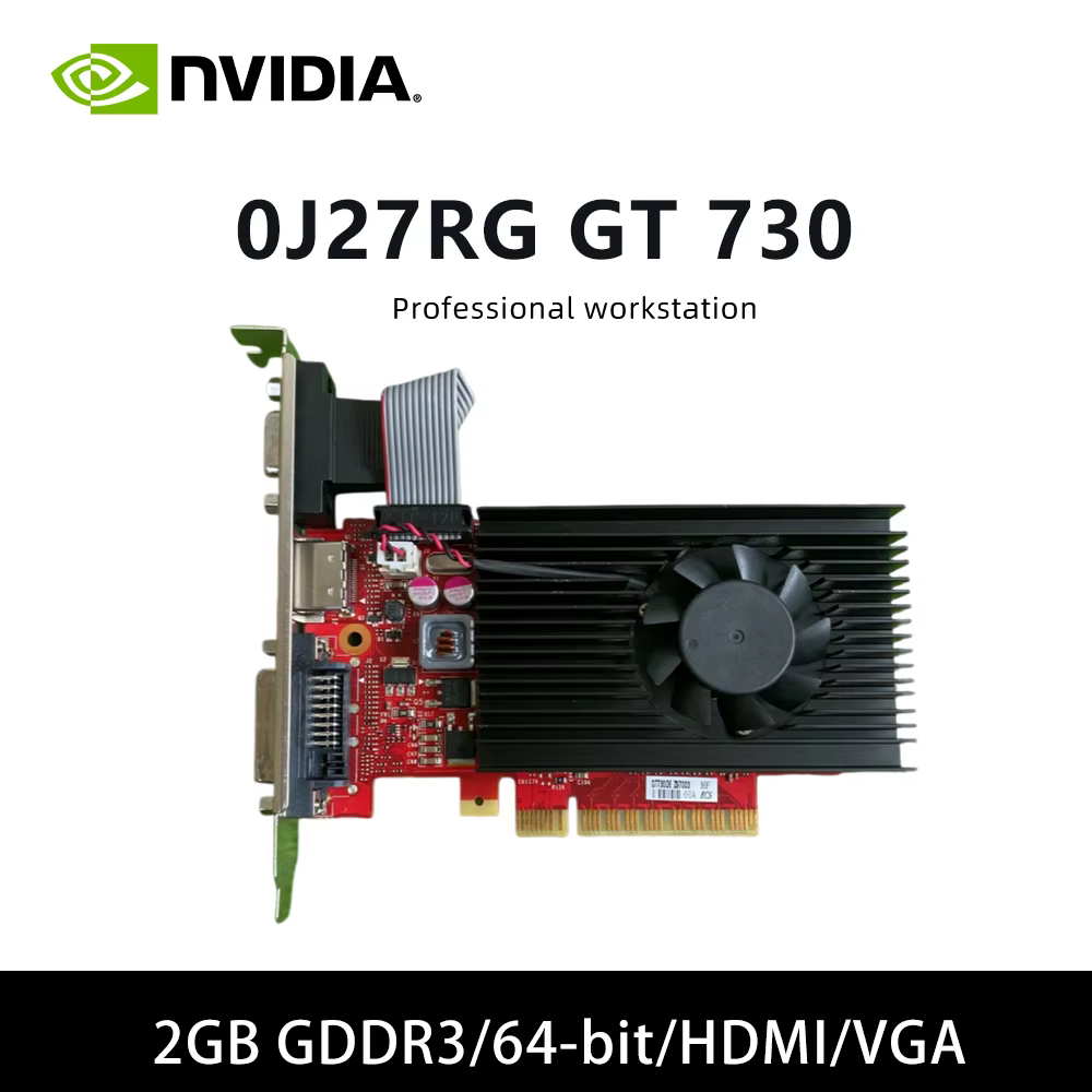 Carte graphique NVIDIA GT730 gpu 0J27RG pour pc, prise en charge HDMI VGA DVI PCI-E 2.0 tarjeta gráf
