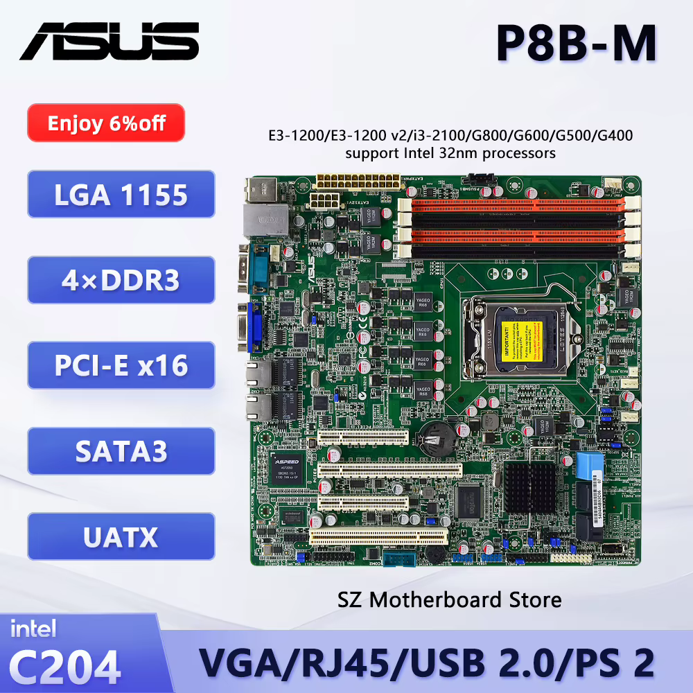 ASUS P8B-M Socket 1155 UATX carte mère 4 × DDR3 DIMM C204 prise en charge CPU Intel Xeon E3-1270 V2