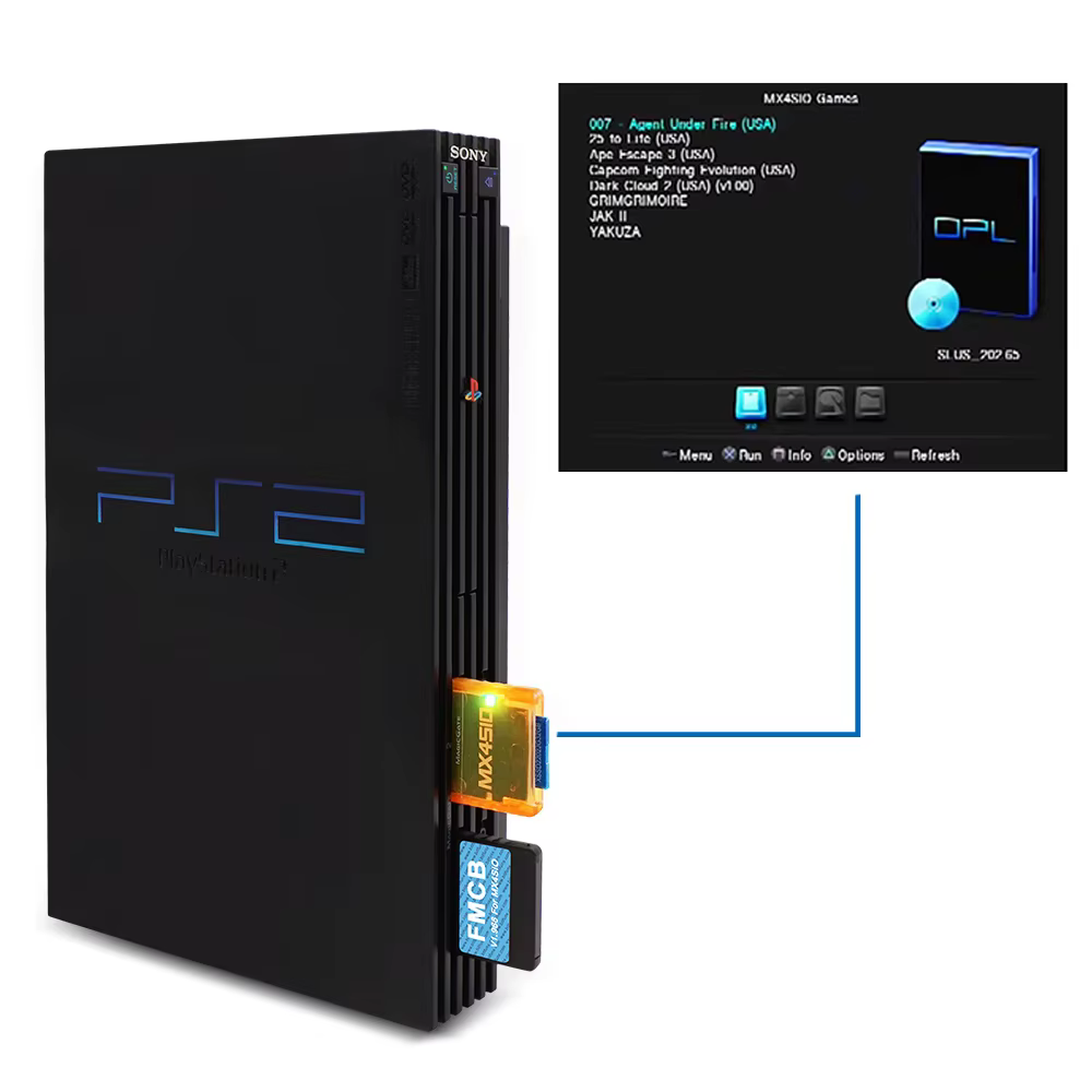 BitFunx MX4SIO SIO2SD adaptateur de carte TF/SD programme carte de jeu pour Consoles de jeux PS2 Con