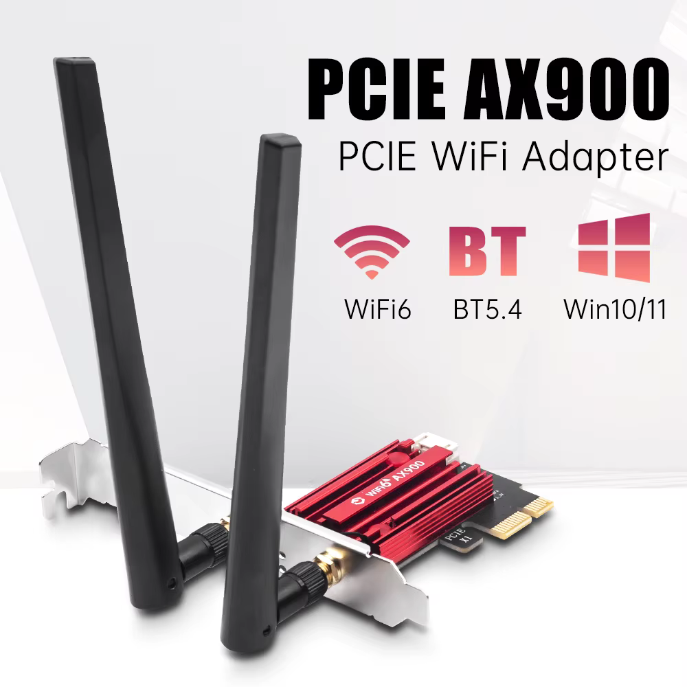 Adaptateur WiFi 6 AX900 PCIE WiFi BT5.4 802.11AX, carte réseau sans fil double bande 2.4G/5GHz pour 