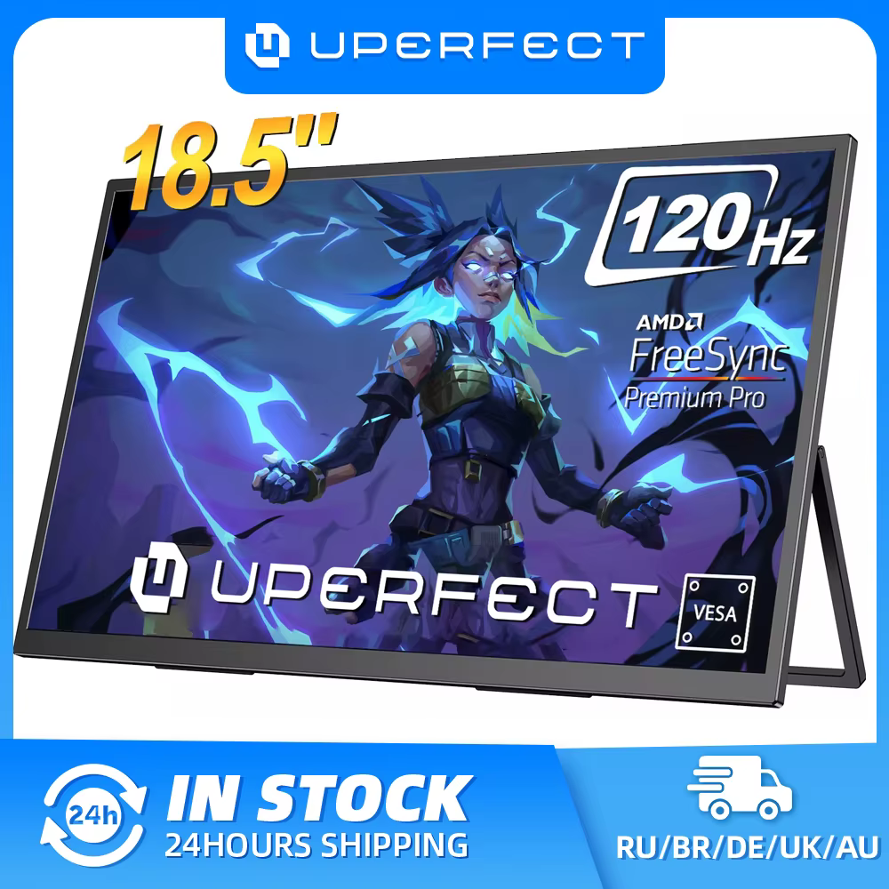 UPERFECT 120hz Moniteur portable 18,5 pouces FHD HDR IPS Ordinateur portable Affichage HDMI USB C Éc