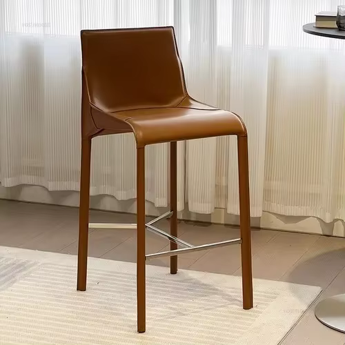 Chaises de bar en cuir italien pour petit appartement, tabourets de cuisine modernes haut de gamme,