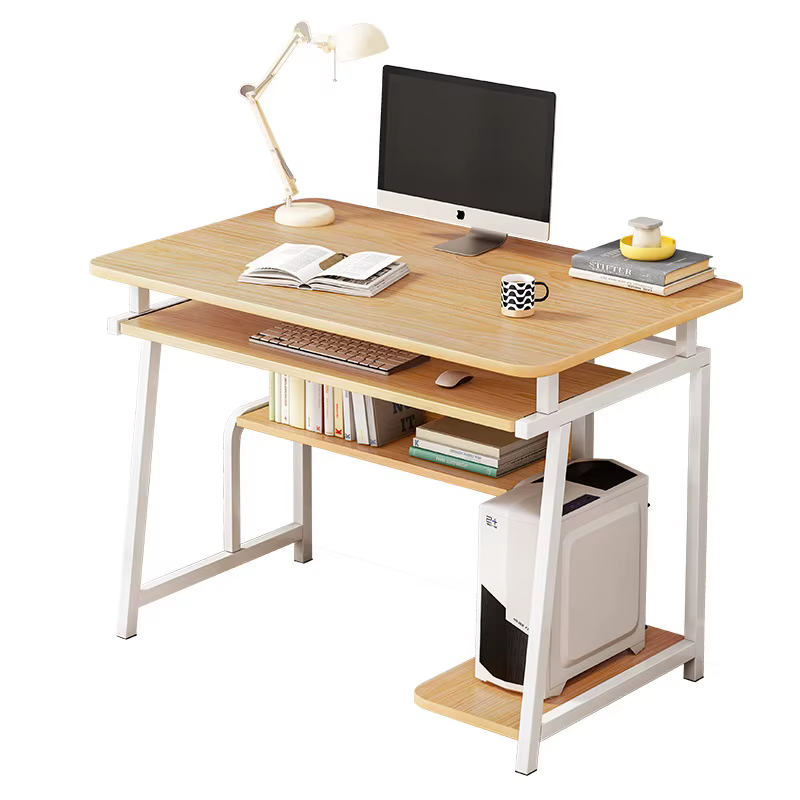 Petit bureau d'ordinateur pour petits espaces, table d'écriture moderne de 33,5 pouces avec étagère